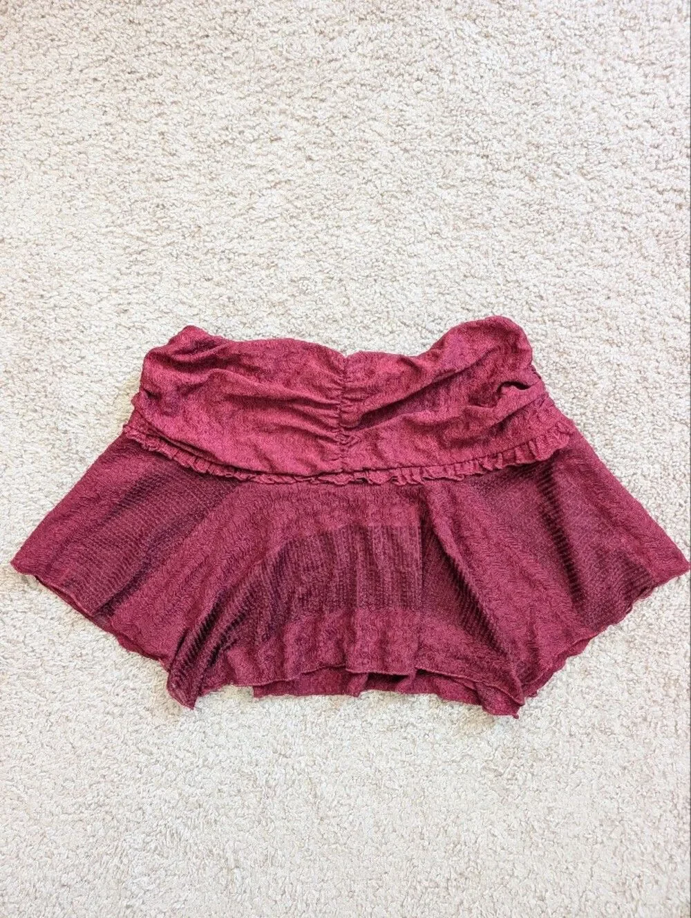 Urban Outfitters Womens Burgundy Red Cropped Ruffled Fairy Mini Skirt Medium